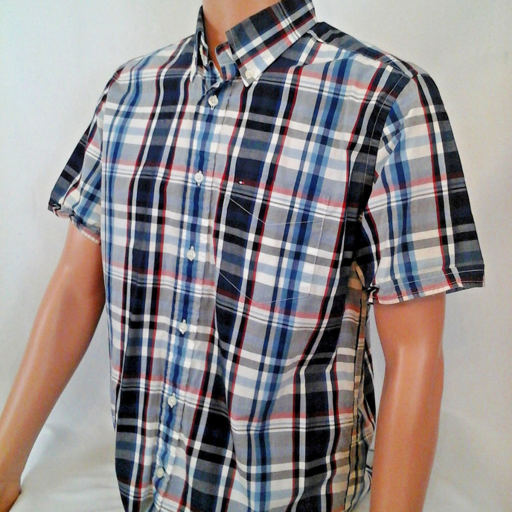 Tommy Hilfiger Men's Med Blue White Striped Shirt